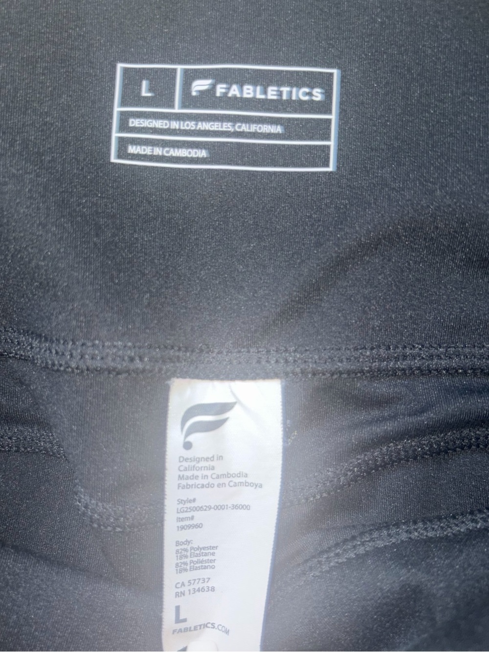 Fabletics High-Waist Black Active Leggings Large with Pockets - Picture 6 of 6